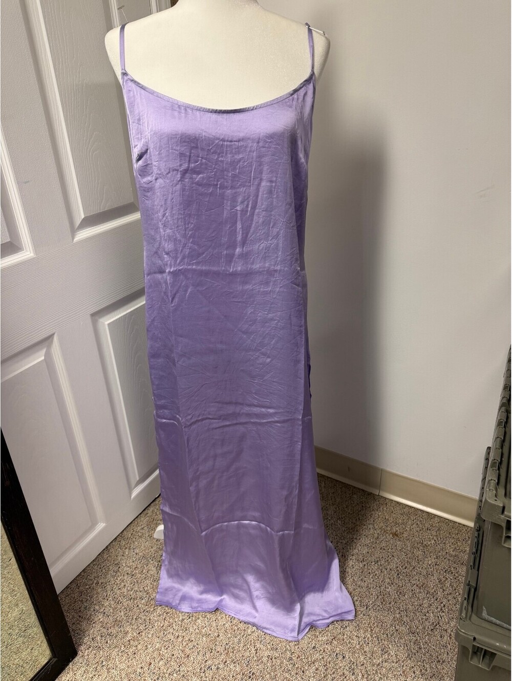 Shade & Shore Purple Satin Slip Dress Swimsuit Coverup Size L 12-14